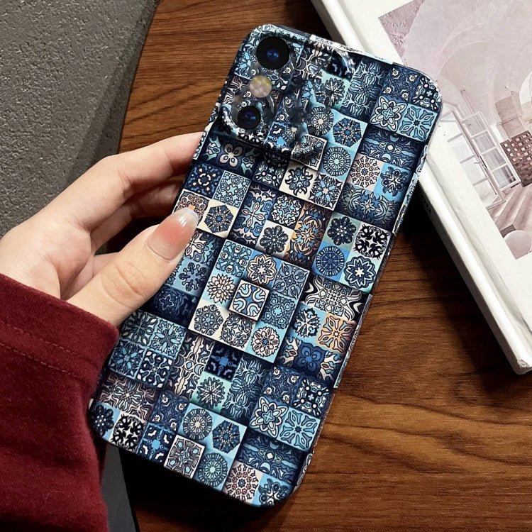 For iPhone X / XS Painted Pattern Precise Hole PC Phone Case(Green Plaid) - More iPhone Cases by PMC TechLife | Online Shopping South Africa | PMC TechLife