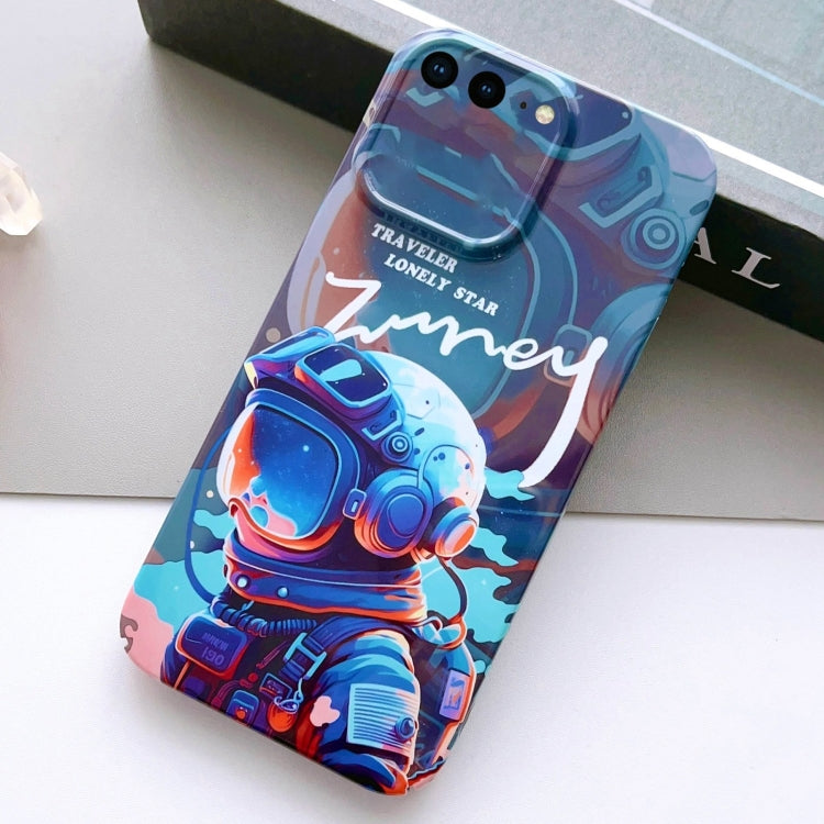 For iPhone 8 Plus / 7 Plus Painted Pattern Precise Hole PC Phone Case(Blue Paint Astronaut) - More iPhone Cases by PMC Jewellery | Online Shopping South Africa | PMC Jewellery