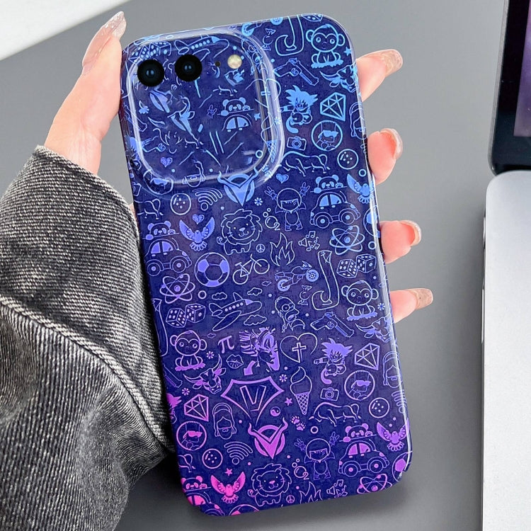 For iPhone 8 Plus / 7 Plus Painted Pattern Precise Hole PC Phone Case(Red Blue Graffiti) - More iPhone Cases by PMC TechLife | Online Shopping South Africa | PMC TechLife
