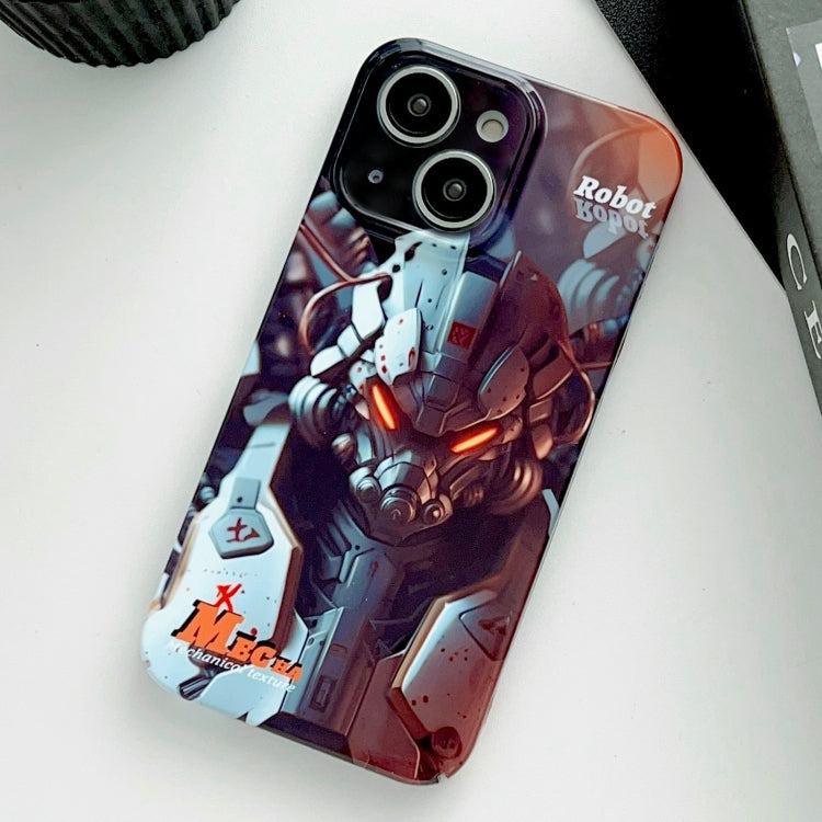 For iPhone 15 Plus Painted Pattern Precise Hole PC Phone Case(Orange Robot) - iPhone 15 Plus Cases by PMC Jewellery | Online Shopping South Africa | PMC Jewellery