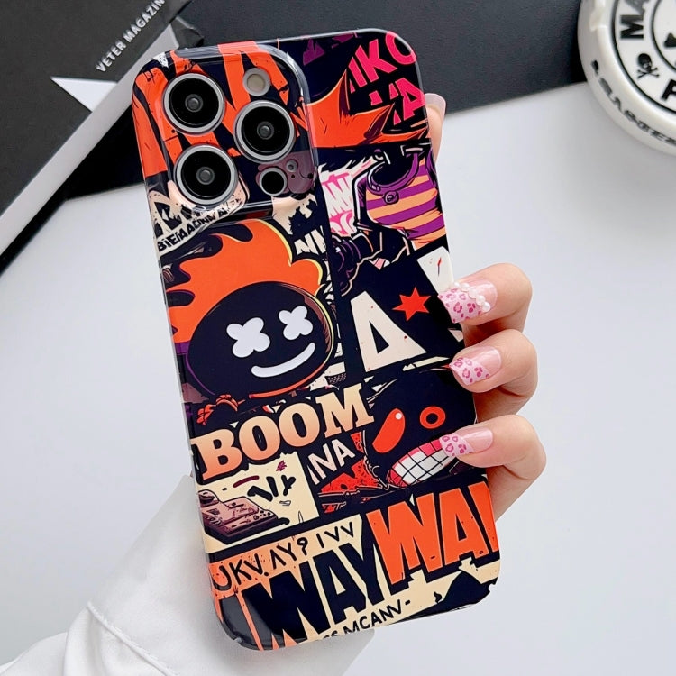 For iPhone 15 Pro Painted Pattern Precise Hole PC Phone Case(Orange Comics) - iPhone 15 Pro Cases by PMC Jewellery | Online Shopping South Africa | PMC Jewellery