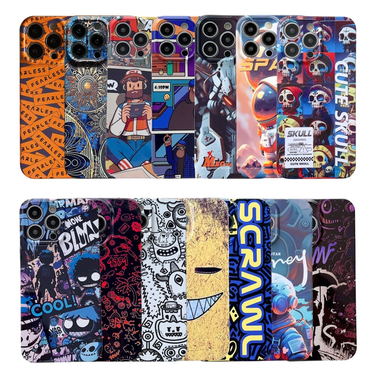 For iPhone 14 Plus Painted Pattern Precise Hole PC Phone Case(Orange Paint Astronaut) - iPhone 14 Plus Cases by PMC Jewellery | Online Shopping South Africa | PMC Jewellery