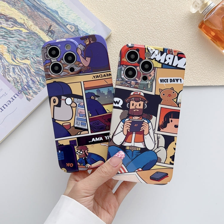 For iPhone 14 Painted Pattern Precise Hole PC Phone Case(Orange Comics) - iPhone 14 Cases by PMC Jewellery | Online Shopping South Africa | PMC Jewellery