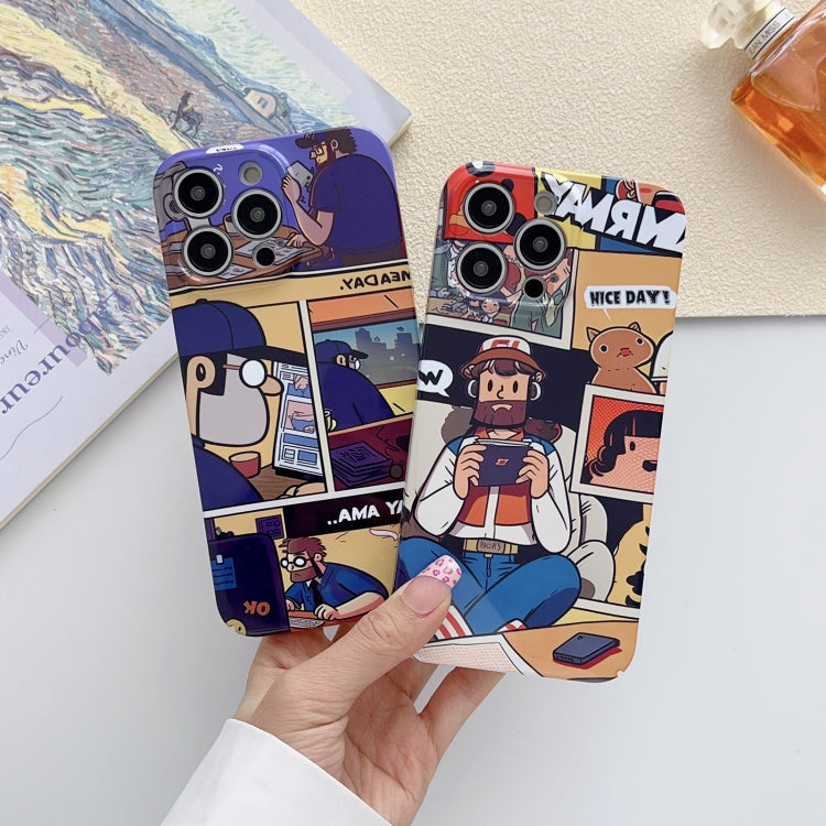 For iPhone 12 Pro Painted Pattern Precise Hole PC Phone Case(Working Comics) - iPhone 12 / 12 Pro Cases by PMC TechLife | Online Shopping South Africa | PMC TechLife