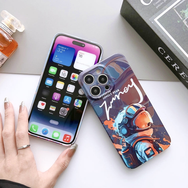 For iPhone 11 Painted Pattern Precise Hole PC Phone Case(Orange White Astronaut) - iPhone 11 Cases by PMC Jewellery | Online Shopping South Africa | PMC Jewellery