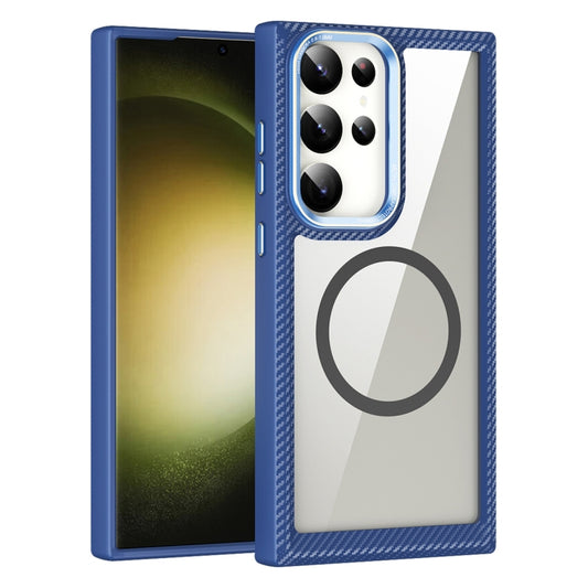 For Samsung Galaxy S23+ 5G MagSafe Carbon Fiber Transparent Back Panel Phone Case(Blue) - Galaxy S23+ 5G Cases by PMC Jewellery | Online Shopping South Africa | PMC Jewellery