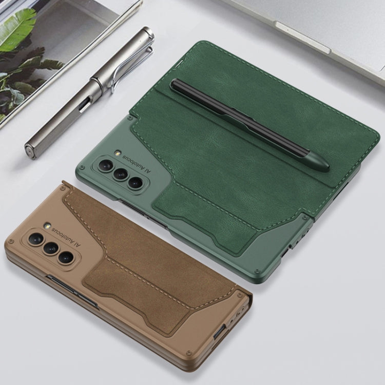 For Samsung Galaxy Z Fold5 5G GKK Screen Tempered Glass Film Armor Flip Leather Case with Pen Slot(Green) - Galaxy Z Fold5 Cases by GKK | Online Shopping South Africa | PMC Jewellery