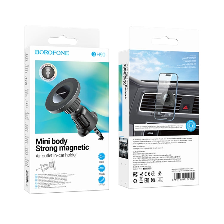 Borofone BH90 Mini Body Air Outlet Ring Magnetic Car Holder(Black) - Car Holders by Borofone | Online Shopping South Africa | PMC Jewellery