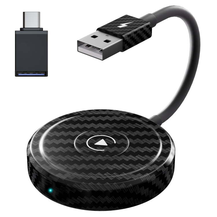 Carbon Fiber USB + USB-C / Type-C Wired to Wireless Carplay Adapter for iPhone(Black) - Bluetooth Adapters by PMC Jewellery | Online Shopping South Africa | PMC Jewellery | Buy Now Pay Later Mobicred