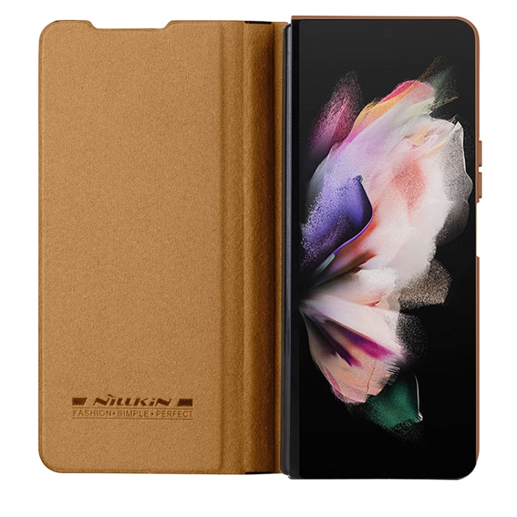 For Samsung Galaxy Z Fold5 NILLKIN QIN Series Pro Sliding Camera Cover Design Leather Phone Case(Brown) - Galaxy Z Fold5 Cases by NILLKIN | Online Shopping South Africa | PMC Jewellery