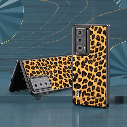 For Honor Magic V2 ABEEL Black Edge Leopard Phone Case(Golden) - Honor Cases by PMC Jewellery | Online Shopping South Africa | PMC Jewellery