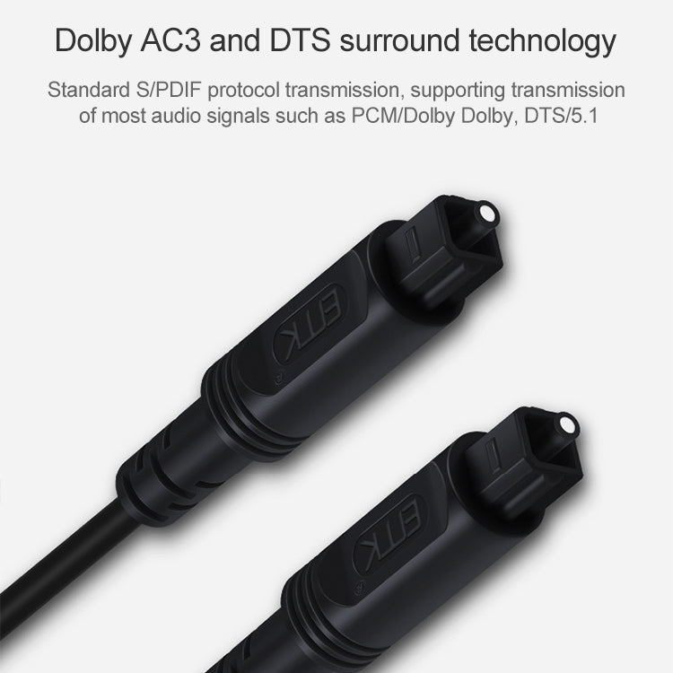 1m EMK OD4.0mm Square Port to Square Port Digital Audio Speaker Optical Fiber Connecting Cable(Black) - free shipping - PMC TechLife - Order now!
