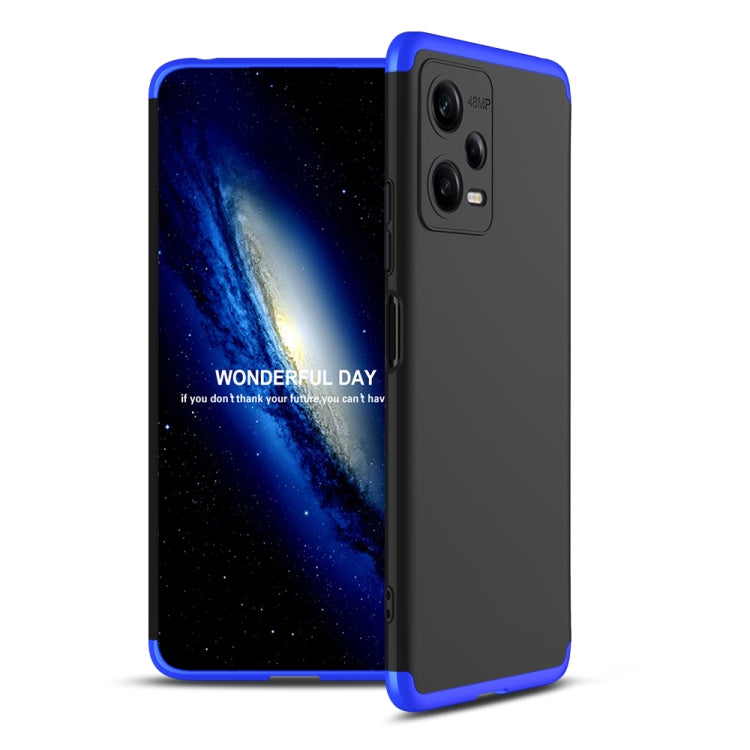 For Xiaomi Redmi Note 12 5G Global GKK Three Stage Splicing Full Coverage PC Phone Case(Black Blue) - Note 12 Cases by GKK | Online Shopping South Africa | PMC Jewellery