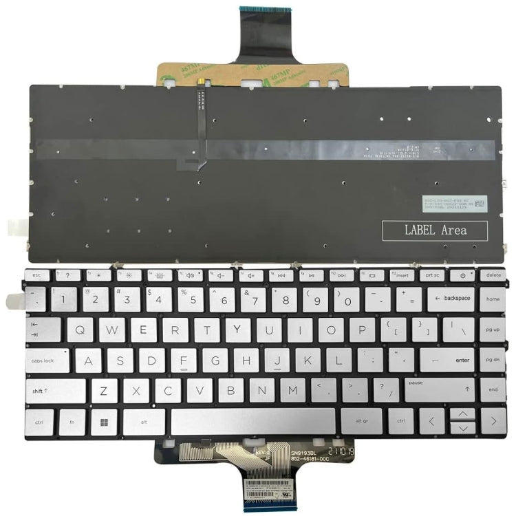 For HP Pavilion X360 14-DW US Version Laptop Backlight Keyboard(Silver) - HP Spare Parts by PMC Jewellery | Online Shopping South Africa | PMC Jewellery