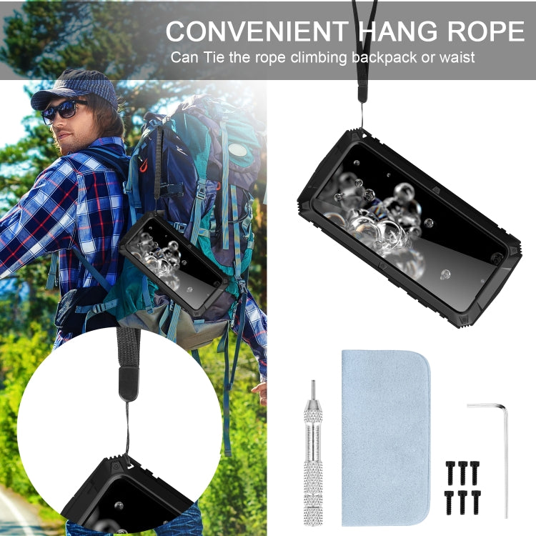 For Samsung Galaxy S20 Ultra R-JUST Waterproof Shockproof Dustproof Metal + Silicone Protective Case(Black) - Galaxy Phone Cases by R-JUST | Online Shopping South Africa | PMC TechLife | Buy Now Pay Later Mobicred