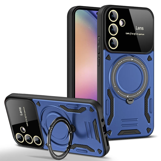 For Samsung Galaxy A54 5G Large Window MagSafe Holder Phone Case(Blue) - Galaxy Phone Cases by PMC Jewellery | Online Shopping South Africa | PMC Jewellery