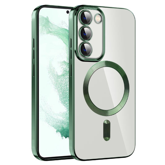 For Samsung Galaxy S22+ 5G CD Texture Plating TPU MagSafe Phone Case with Lens Film(Dark Green) - Galaxy S22+ 5G Cases by PMC Jewellery | Online Shopping South Africa | PMC Jewellery | Buy Now Pay Later Mobicred