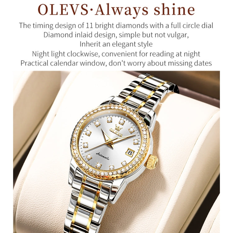 OLEVS 7003 Women Multifunctional Waterproof Mechanical Watch(Gold + White) - Metal Strap Watches by OLEVS | Online Shopping South Africa | PMC Jewellery