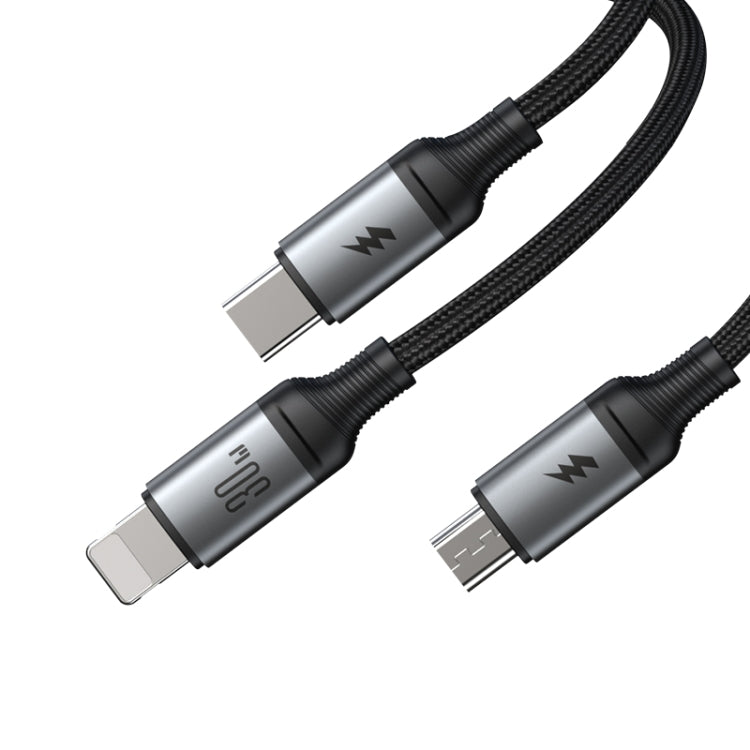 JOYROOM A21 30W Type-C to 8 Pin+Type-C+Micro USB 3 in 1 Charging Cable, Length: 1.5m(Black) - Multifunction Cable by JOYROOM | Online Shopping South Africa | PMC Jewellery