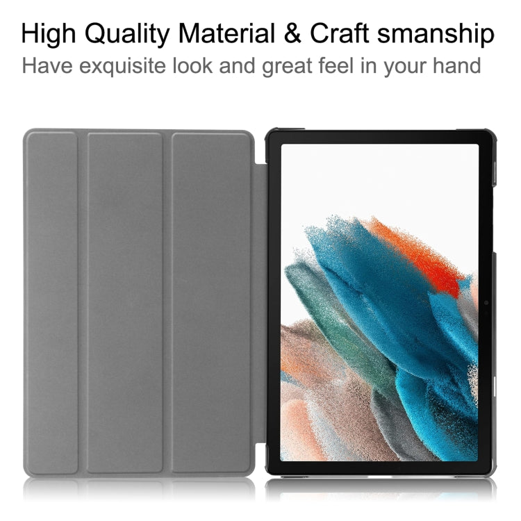 For Samsung Galaxy Tab A9 Custer Pure Color 3-Fold Holder Leather Tablet Case(Black) - free shipping - PMC TechLife - Order now!