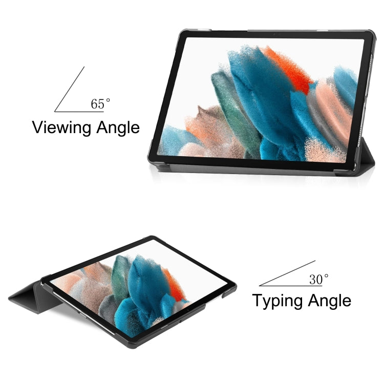 For Samsung Galaxy Tab A9 Custer Pure Color 3-Fold Holder Leather Tablet Case(Black) - free shipping - PMC TechLife - Order now!