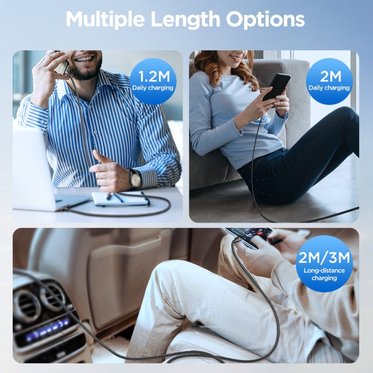 JOYROOM SA25-AL3 3A USB to 8 Pin Fast Charge Data Cable, Length:2m(Black) - Normal Style Cable by JOYROOM | Online Shopping South Africa | PMC TechLife | Buy Now Pay Later Mobicred