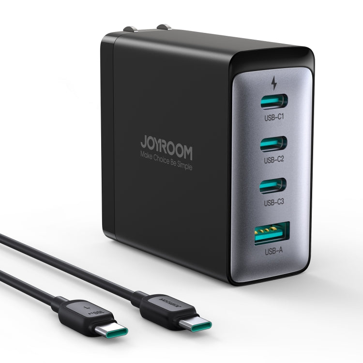 JOYROOM JR-TCG04 100W USB+3 x Type-C GaN Multi-port Charger Set, Specification:US Plug(Black) - free shipping - PMC TechLife - Order now!