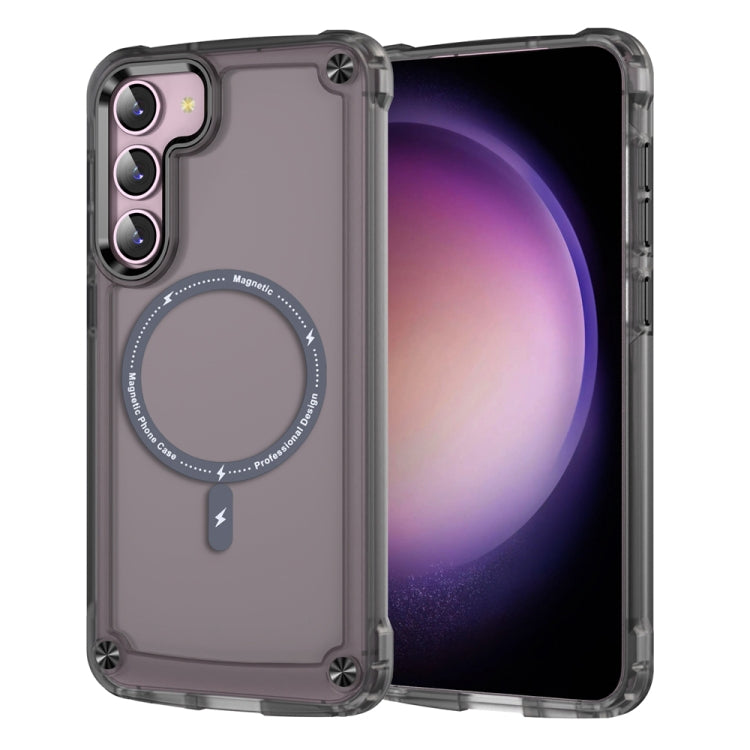 For Samsung Galaxy S22 5G Skin Feel TPU + PC MagSafe Magnetic Phone Case(Transparent Black) - Galaxy S22 5G Cases by PMC Jewellery | Online Shopping South Africa | PMC Jewellery