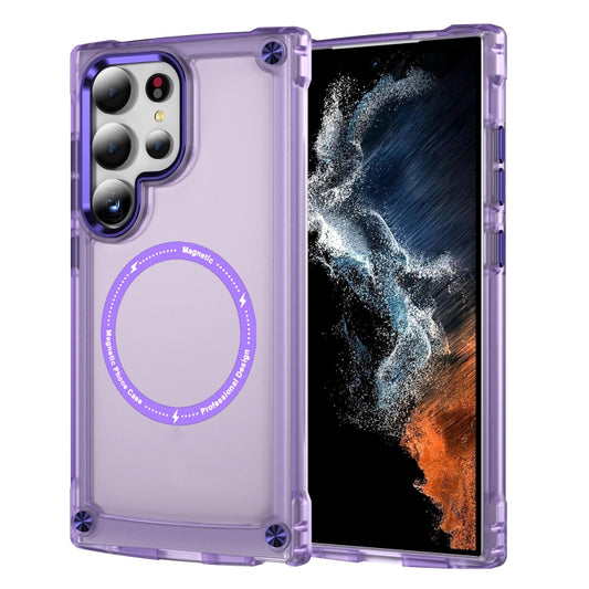 For Samsung Galaxy S24 Ultra 5G Skin Feel TPU + PC MagSafe Magnetic Phone Case(Transparent Purple) - Galaxy S24 Ultra 5G Cases by PMC Jewellery | Online Shopping South Africa | PMC Jewellery