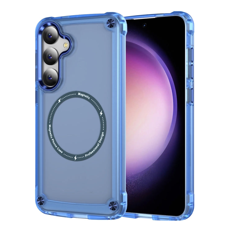 For Samsung Galaxy S24 5G Skin Feel TPU + PC MagSafe Magnetic Phone Case(Transparent Blue) - Galaxy S24 5G Cases by PMC Jewellery | Online Shopping South Africa | PMC Jewellery