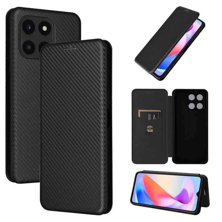 For Honor X6a 4G Carbon Fiber Texture Flip Leather Phone Case(Black) - Honor Cases by PMC Jewellery | Online Shopping South Africa | PMC Jewellery | Buy Now Pay Later Mobicred