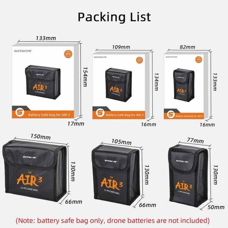 For DJI Air 3 Sunnylife Battery Explosion-proof Safe Bag Protective Li-Po Safe Bag For 3pcs Batteries - Backpacks & Bags by Sunnylife | Online Shopping South Africa | PMC Jewellery