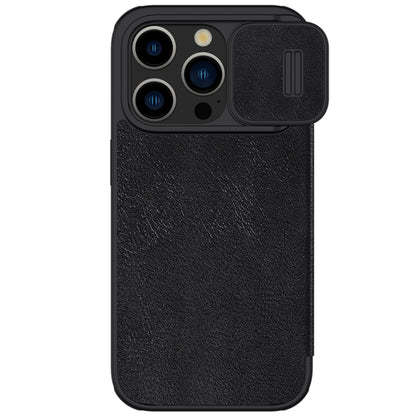 For iPhone 15 Pro Max NILLKIN QIN Series Pro Sliding Camera Cover Design Leather Phone Case(Black) - iPhone 15 Pro Max Cases by NILLKIN | Online Shopping South Africa | PMC Jewellery | Buy Now Pay Later Mobicred