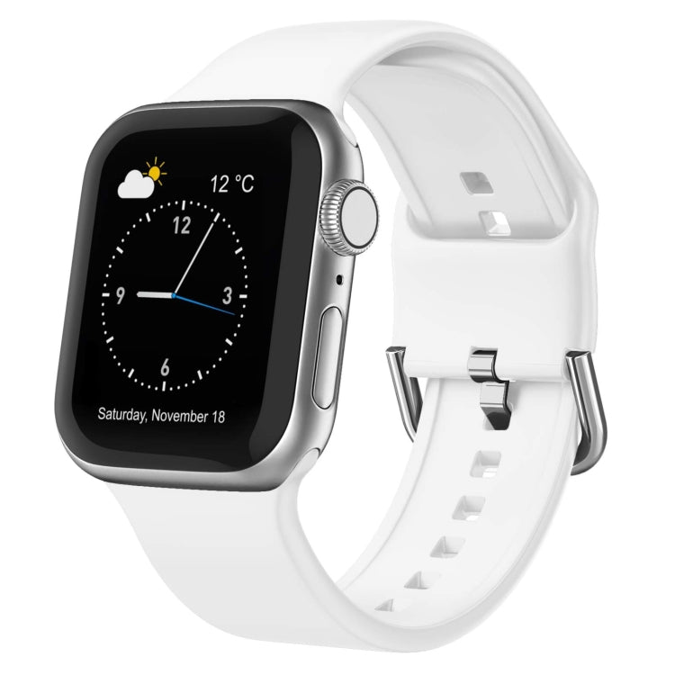 For Apple Watch 3 42mm Pin Buckle Silicone Watch Band(White) - Watch Bands by PMC TechLife | Online Shopping South Africa | PMC TechLife