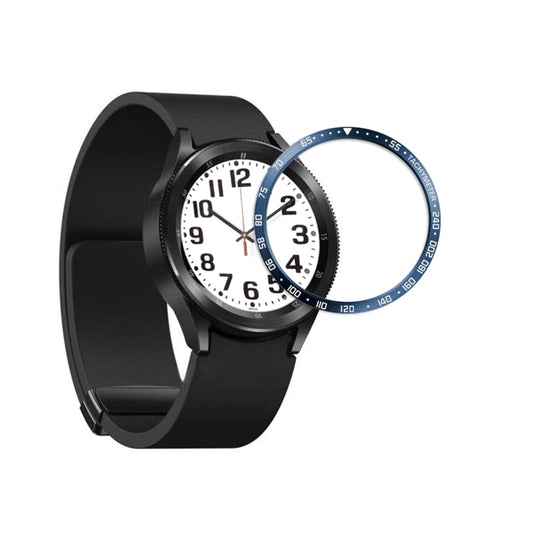 For Samsung Galaxy Watch6 Classic 43mm E Style Smart Watch Steel Ring Protective Frame(Blue) - Watch Cases by PMC Jewellery | Online Shopping South Africa | PMC Jewellery