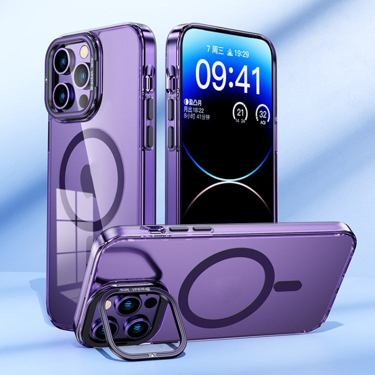 For iPhone 14 Pro MagSafe Magnetic Invisible Holder Transparent Phone Case(Purple) - free shipping - PMC TechLife - Order now!