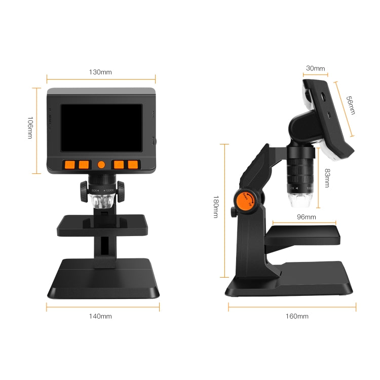 P110 50X-1000X Desktop Electronic Digital Microscope with 4.3 inch Screen - Digital Microscope by PMC Jewellery | Online Shopping South Africa | PMC Jewellery | Buy Now Pay Later Mobicred