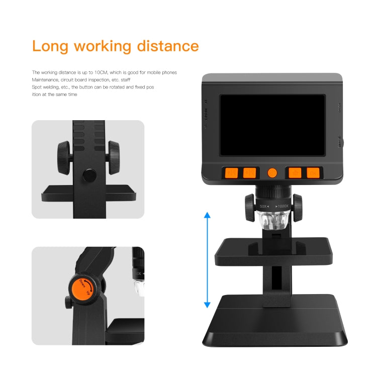 P110 50X-1000X Desktop Electronic Digital Microscope with 4.3 inch Screen - free shipping - PMC TechLife - Order now!