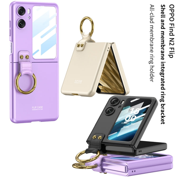 For OPPO Find N2 Flip GKK Integrated Ultra-thin Full Coverage Phone Case with Ring Holder(Purple) - Find N2 Flip Cases by GKK | Online Shopping South Africa | PMC Jewellery