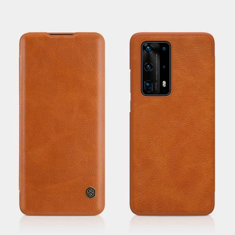 For Huawei P40 Pro Plus NILLKIN QIN Series Crazy Horse Texture Horizontal Flip Leather Case with Card Slot(Brown) - Huawei Cases by NILLKIN | Online Shopping South Africa | PMC Jewellery