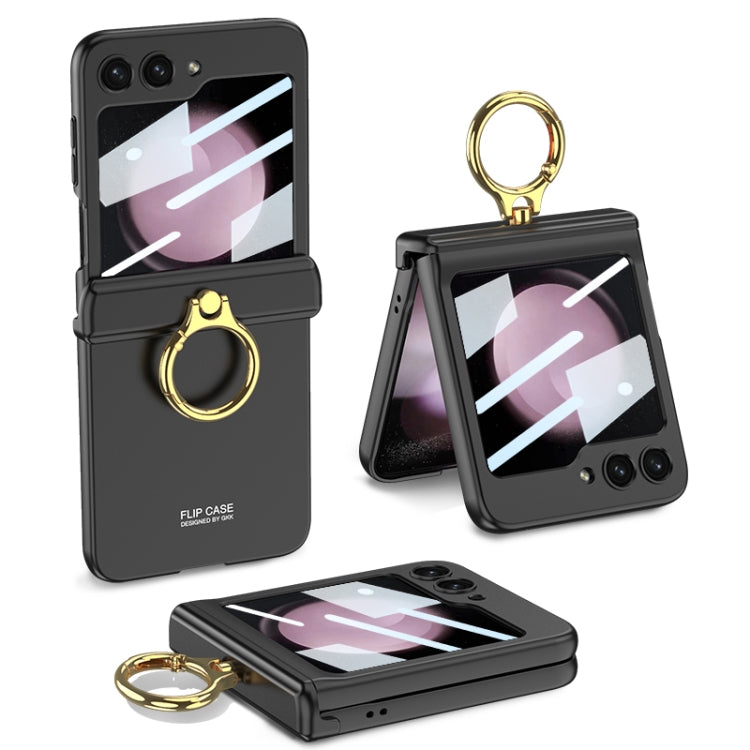 For Samsung Galaxy Z Flip5 GKK Integrated Magnetic Hinge Phone Case with Ring Holder(Black) - Galaxy Z Flip5 Cases by GKK | Online Shopping South Africa | PMC Jewellery | Buy Now Pay Later Mobicred