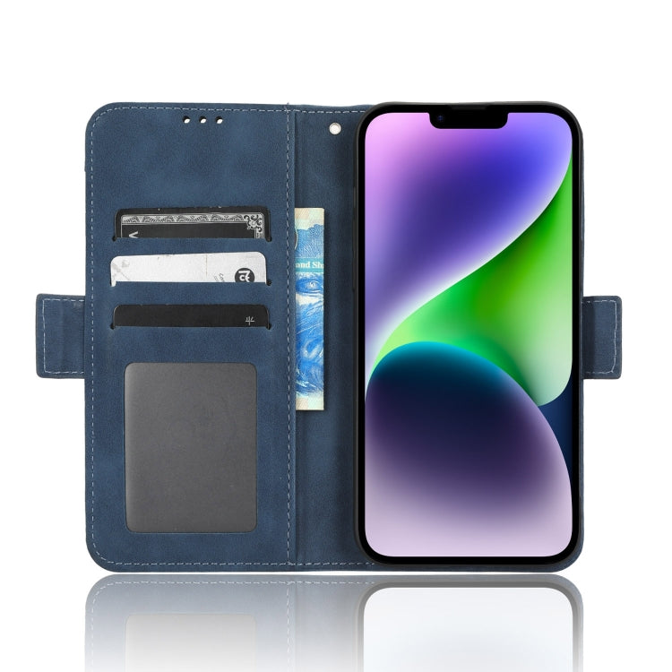 For iPhone 15 Pro Max Skin Feel Calf Texture Card Slots Leather Phone Case(Blue) - iPhone 15 Pro Max Cases by PMC TechLife | Online Shopping South Africa | PMC TechLife | Buy Now Pay Later Mobicred