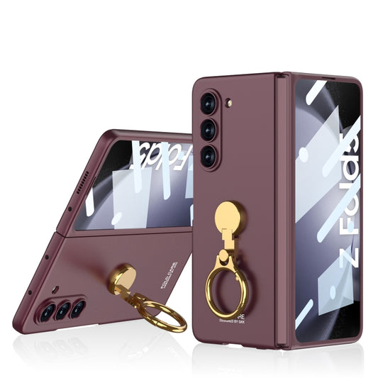 For Samsung Galaxy Z Fold5 GKK Ultra-thin Triaxial Ring Holder PC Phone Case(Wine Red) - Galaxy Z Fold5 Cases by GKK | Online Shopping South Africa | PMC Jewellery | Buy Now Pay Later Mobicred