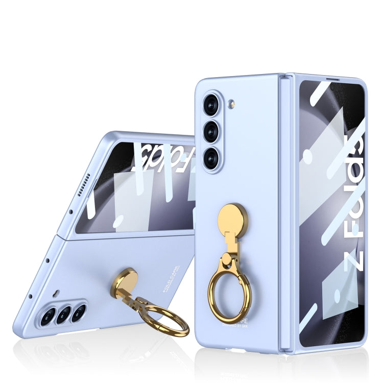 For Samsung Galaxy Z Fold5 GKK Ultra-thin Triaxial Ring Holder PC Phone Case(Light Blue) - Galaxy Z Fold5 Cases by GKK | Online Shopping South Africa | PMC Jewellery | Buy Now Pay Later Mobicred