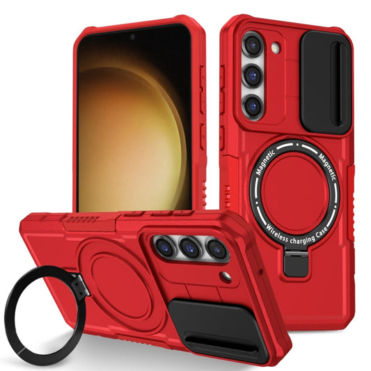 For Samsung Galaxy S23 5G Sliding Camshield Magsafe Holder TPU Hybrid PC Phone Case(Red) - Galaxy S23 5G Cases by PMC Jewellery | Online Shopping South Africa | PMC Jewellery