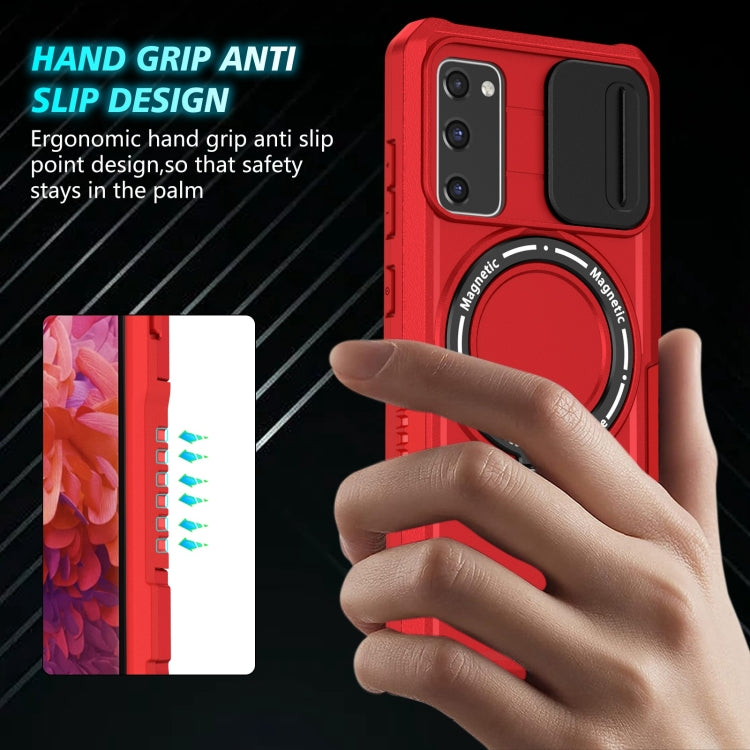 For Samsung Galaxy S20 FE Sliding Camshield Magsafe Holder TPU Hybrid PC Phone Case(Red) - Galaxy Phone Cases by PMC TechLife | Online Shopping South Africa | PMC TechLife