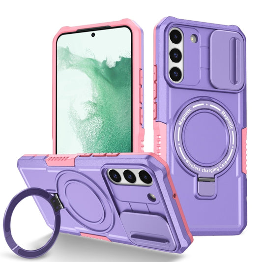 For Samsung Galaxy S22+ 5G Sliding Camshield Magsafe Holder TPU Hybrid PC Phone Case(Pink Purple) - Galaxy S22+ 5G Cases by PMC Jewellery | Online Shopping South Africa | PMC Jewellery | Buy Now Pay Later Mobicred