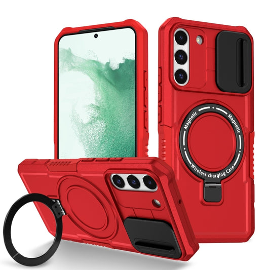 For Samsung Galaxy S22+ 5G Sliding Camshield Magsafe Holder TPU Hybrid PC Phone Case(Red) - Galaxy S22+ 5G Cases by PMC Jewellery | Online Shopping South Africa | PMC Jewellery | Buy Now Pay Later Mobicred