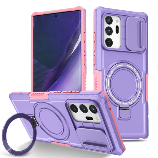 For Samsung Galaxy Note20 Ultra Sliding Camshield Magsafe Holder TPU Hybrid PC Phone Case(Pink Purple) - Galaxy Note20 Ultra Cases by PMC Jewellery | Online Shopping South Africa | PMC Jewellery