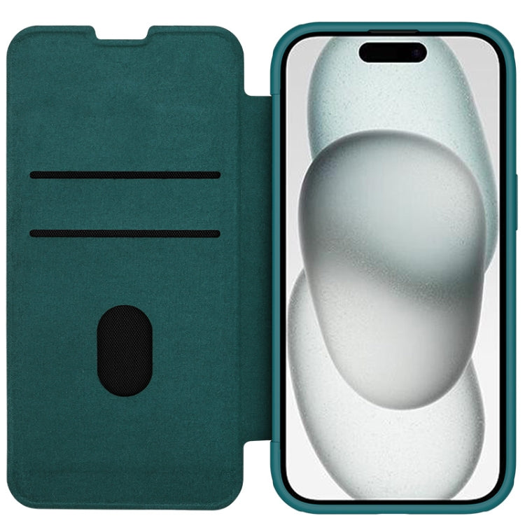 For iPhone 15 NILLKIN QIN Series Pro Plain Leather Phone Case(Green) - iPhone 15 Cases by NILLKIN | Online Shopping South Africa | PMC Jewellery | Buy Now Pay Later Mobicred